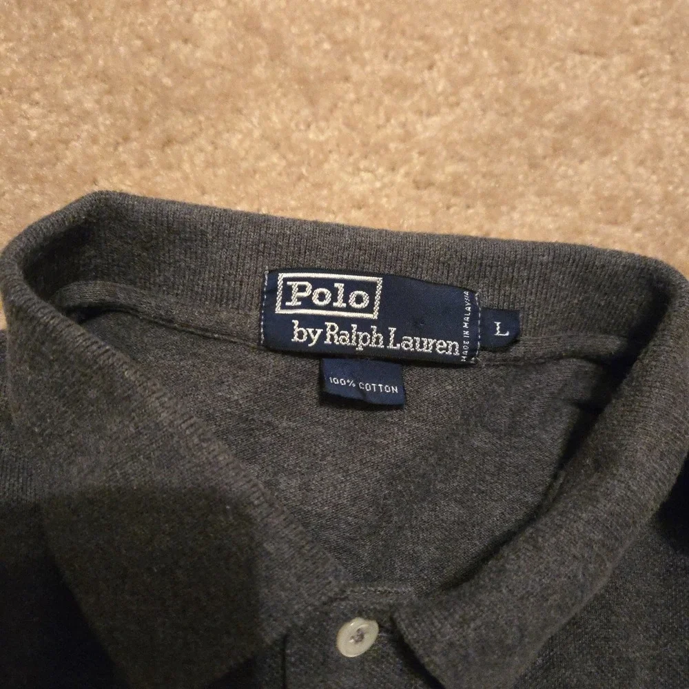 Polo Ralph Lauren Polo Shirt Mens Large Gray Long Sleeve Classic Fit Pony Logo